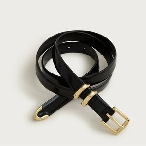 J. Crew Spazzolato Italian Leather Belt - black with gold hardware